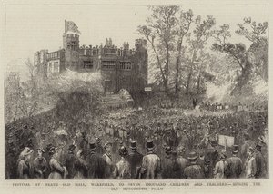 Festival i Heath Old Hall, Wakefield, för sju tusen barn och lärare, sjunger den gamla hundrade psalmen (gravyr) av English School