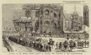 Det tyska konstnärssällskapets festival i Meissen, mottagningen på Albrechtschloss (gravyr) av English School