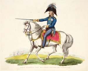 Fältmarskalk von Blucher, Prins av Wagstadt, pub. av Richard Evans, engr Romney, illustration från An Historical Account of the Battle of Waterloo av William Mudford, 1816 av English School