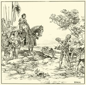 Hitta kronan i Bosworth (bläck på papper) av English School