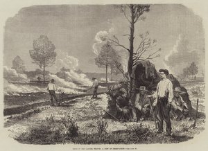Bränder i Landes, Frankrike, en observationspost (gravyr) av English School