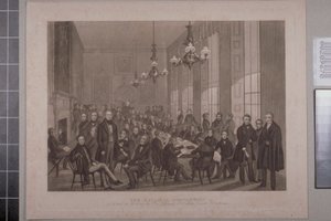 Första chartistmötet, British Coffee House på Cockspur Street, 1839 av English School