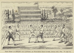 First Fight of Spring och Langan, på Worcester Race Course, 24 januari 1824 av English School