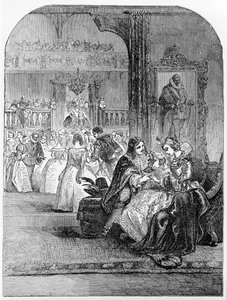 Första intervjun av prins Charles (1600-49) med prinsessan Henrietta (1609-69) i Paris av English School