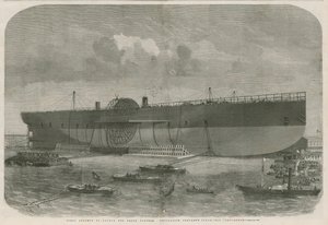 Första försöket att sjösätta Great Eastern Navigation-företagens ångfartyg Leviathan