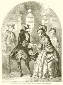 Första mötet med George III. och prinsessan (efteråt drottning) Charlotte av English School