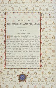 Första sidan från The Story of The Volsungs and Niblungs, c.1870 av English School