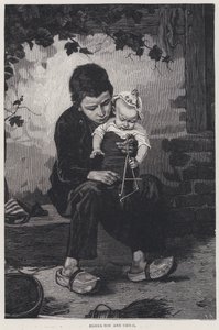 Fisher Boy and Child (gravyr) av English School