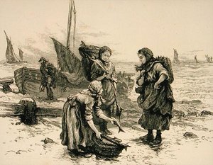 Fiskarkvinnor omkring 1880, från "Scottish Pictures" utgiven av Religious Tract Society. av English School