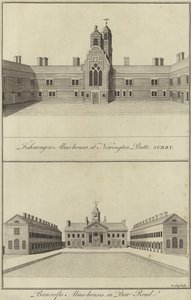 Fishmongers Almshouses, Newington Butts and Bancrofts Almshouses, Bow Road, London av English School