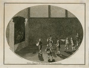 Femmor, spelade på tennisbanan, Leicester Fields av English School