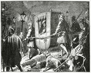 Kejsar Karl Vs flygning 1552 från de protestantiska lutherska styrkorna ledda av kurfursten Maurice av Sachsen, 1882 av English School