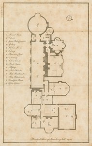Planritning av huvudvåningen, Strawberry Hill, London av English School