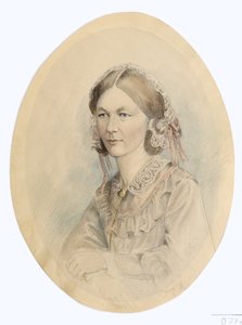 Florence Nightingale, efter ett fotografi av Lenthall, 1956 (penna och tvätt på papper) av English School