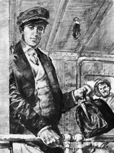 I åratal seglade Joseph Conrad runt världens hav i den brittiska handelstjänsten (litho) av English School
