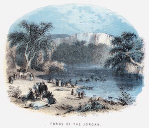 Fords of the Jordan (färgad gravyr) av English School