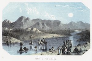 Fords of the Kishon (färgad gravyr) av English School