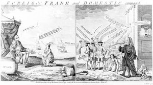Utrikeshandel och inrikes jämfört, av William Herbert, 1754 av English School