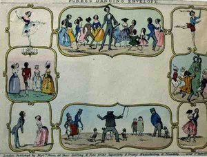Fores danskuvert, pub. av Mrs Fores, c.1840 (färgad gravyr) av English School