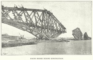 Forth Bridge under konstruktion (gravyr) av English School