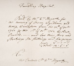 Quittung des Findelhauses, unterschrieben von William Hogarth von English School