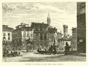Neptunus fontän på Piazza della Signoria av English School