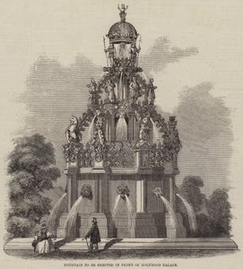 Fontän som ska resas framför Holyrood Palace (gravyr) av English School