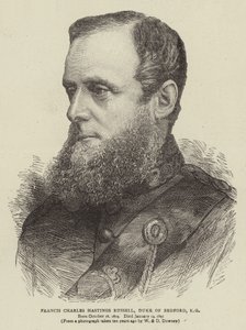 Francis Charles Hastings Russell, hertig av Bedford, KG (gravyr) av English School