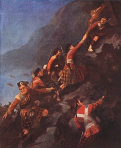 Fraser Highlanders stormar höjderna vid Quebec (färglitografi) av English School