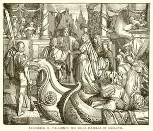 Fredrik II välkomnar sin brud Isabella av England av English School