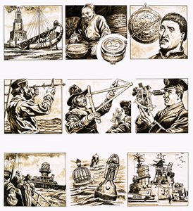 Från då till nu: Charting the Seas (gouache på papper) av English School