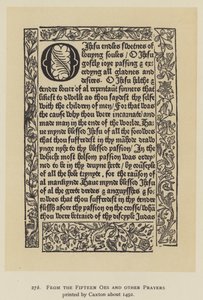 Från de femton Oes och andra böner tryckta av Caxton omkring 1491 (litho) av English School