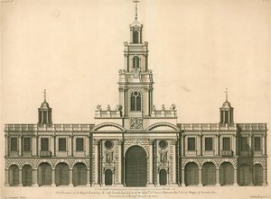 Framifrån av Royal Exchange, London av English School