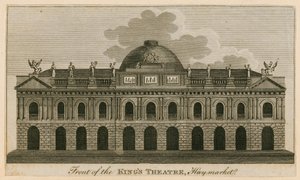 Framsidan av Kings Theatre, Haymarket, London av English School
