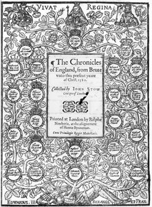 Frontispice of The Chronicles of England av John Stow (ca 1525-1605), 1580 av English School