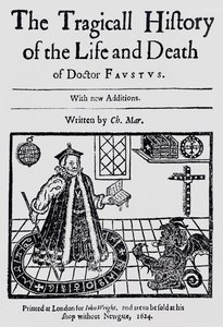 Frontispice av The Tragicall History of the Life and Death of Doctor Faustus, av Christopher Marklin, ca 1616 av English School