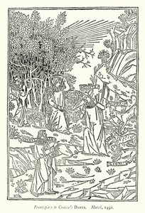 Frontispice till Coaecas Dante, mars 1491 (gravyr) av English School