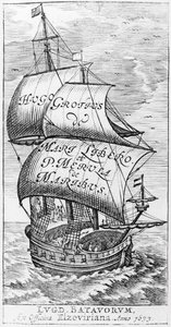 Frontispice till De Maribus liber, av Hugo Grotius och Paulus van Merula de Maribus, 1633 av English School