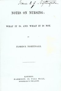 Frontispice till Florence Nightingales Anteckningar om omvårdnad: vad det är och vad det inte är, publicerat 1860 av English School