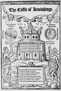 Frontispice till The Castle of Knowledge av Robert Recorde, 1556 av English School