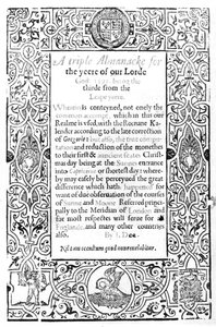 Frontispice till en romersk kalender, 1591 av English School