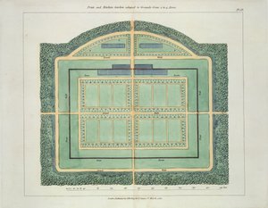 Frukt- och köksträdgård, från Hints on the Formation of Gardens and Pleasure Grounds av John Claudius Loudon (1783-1843) publicerad 1812 av English School
