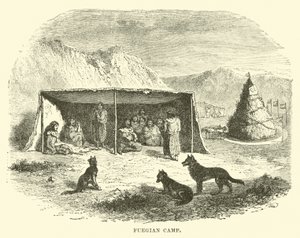 Fuegian Camp, Tierra del Fuego, 1890 av English School