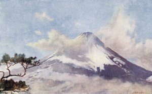 Fujisan, det "heliga berget" (färg litho) av English School