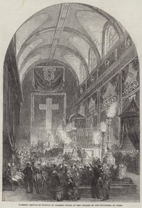 Begravningsgudstjänst till ära för marskalk Soult, i Invalides-kyrkan, i Paris (gravyr) av English School