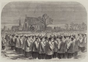 Kardinal Wisemans begravning på Kensal-Green Cemetery (gravyr) av English School