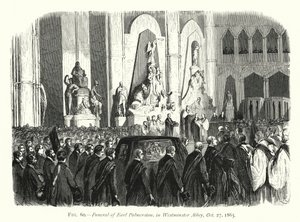 Earl Palmerstons begravning i Westminster Abbey, 27 oktober 1865 (gravyr) av English School