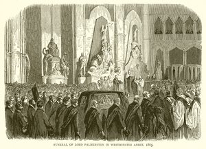 Lord Palmerstons begravning i Westminster Abbey, 1865 av English School