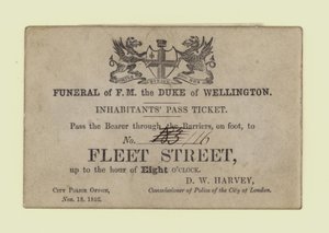 Begravning av The Duke of Wellington, Inhabitants Pass Ticket av English School