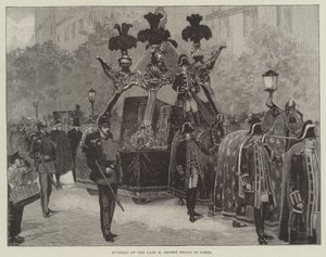 Begravning av avlidne M Ernest Renan i Paris (gravyr) av English School